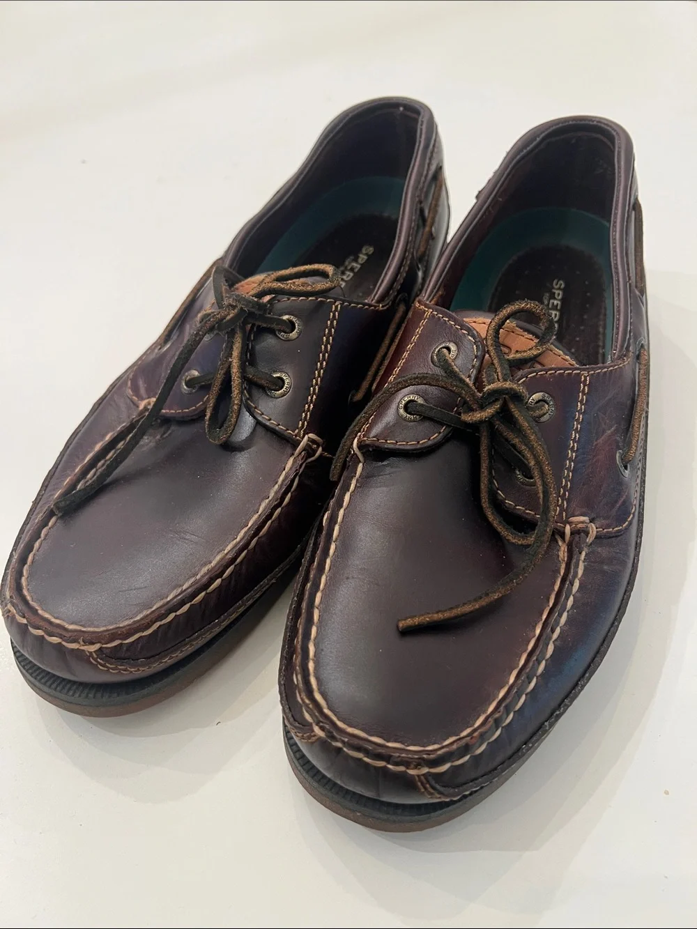 Sperry Brown Leather Moc Toe Boat Shoes
